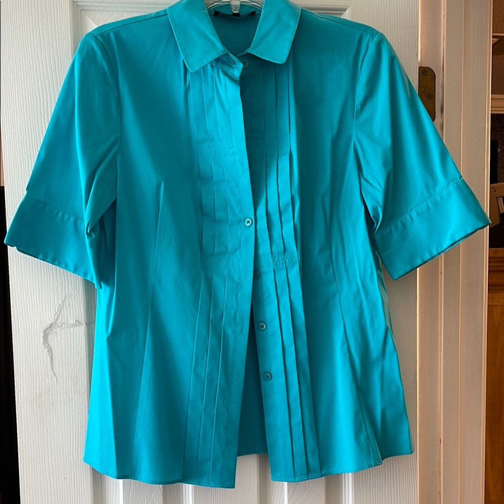 Lafayette 148 New York Turquoise Button Down Shirt